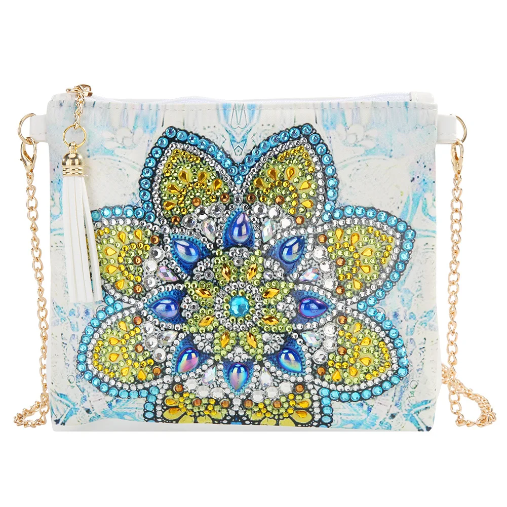 5D алмазная картина мандала цветок сумка DIY кожаная сумка через плечо на цепочке кошелек сумка для хранения косметичка - Цвет: T