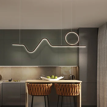 

Modern Pendant Lamp for the Kitchen Living Dining Room Bedroom Creative Ceiling Hanging Chandelier Black Decor Lighting Fixture