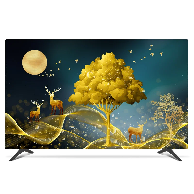 1"-80" 22 дюймов 75 дюймов экран lcd tv PC чехол декоративный капюшон занавеска пейзаж Золотой северный олень, новогодняя елка волна Луна водонепроницаемый синий