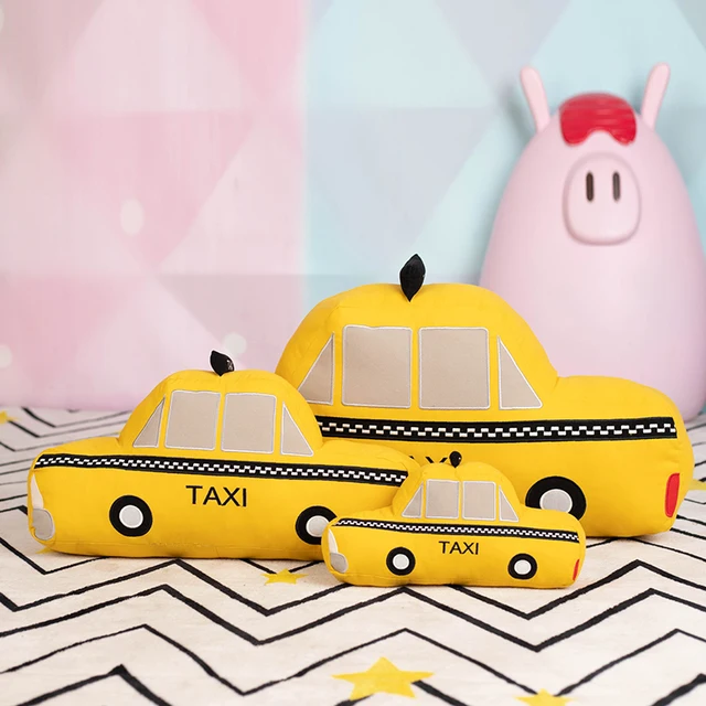 Nice New 1pc 30cm/50cm/70cm Large Size Simulation Taxi Plush Toys Kids Sleeping Back Cushion Soft Car Stuffed Pillow Dolls Gift 5
