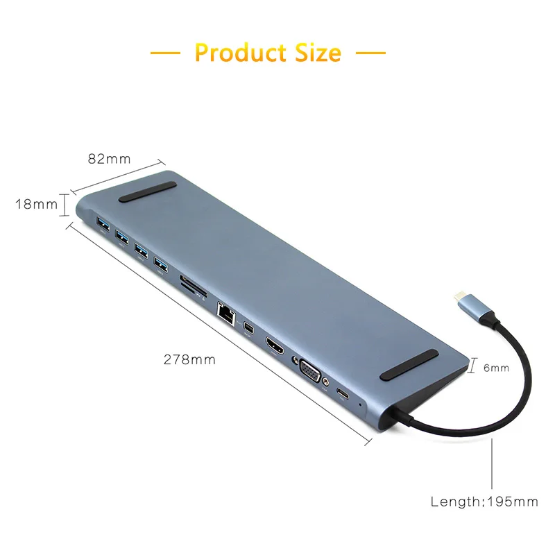 Концентратор USB-C док-станции Typec к PD 4K HDMI MiniDP VGA SD/TF кардридер RJ45 Ethernet USB3.0 3,5 мм для MacBook Pro iPad