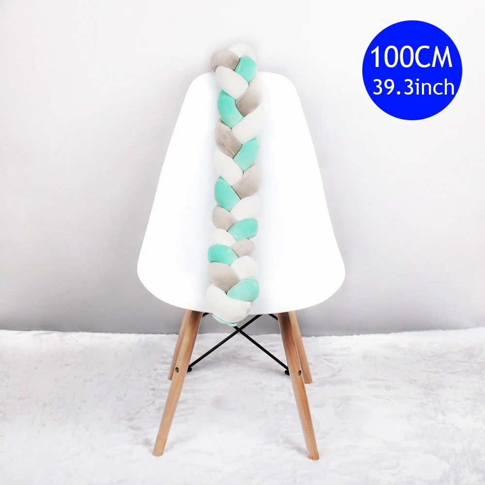 1M Baby Bed Bumper 1M/2M/3M Braid Knot Pillow Cushion Bumper for Infant Bebe Crib Protector Cot Bumper Room Decor - Цвет: 1M