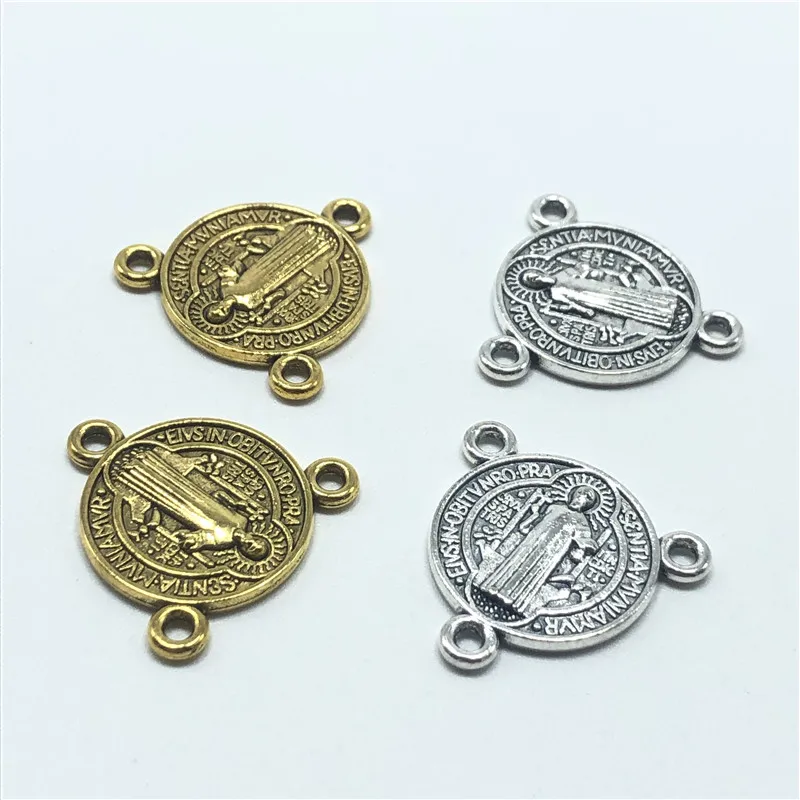 

10pcs Saint Benedict of Nusia Exorcism Saints Rosary Middle Connector Triangle Ring Jewelry Accessories for jewelry making