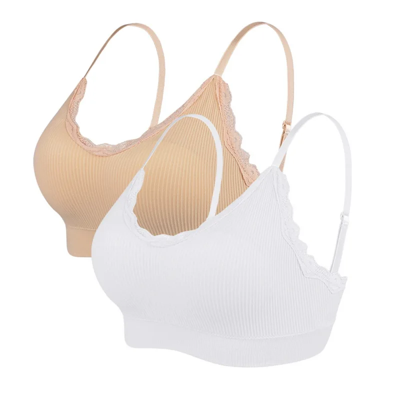 lace white apricot Женский мини-лифчик для девочек, беспроводной мягкий топ на бретелях, новинка, бесшовный спортивный бюстгальтер с бретельками, однотонный дышащий жилет, нижнее белье - Цвет: lace white apricot