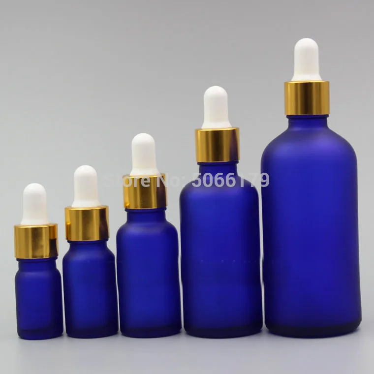 15pcs 5/10ml 15ml 20ml 30ml 50ml 100ml Empty Essence Glass Bottle Cosmetic Essential Oil Dropper Vials Frosted Blue Perfume Tube | Красота и