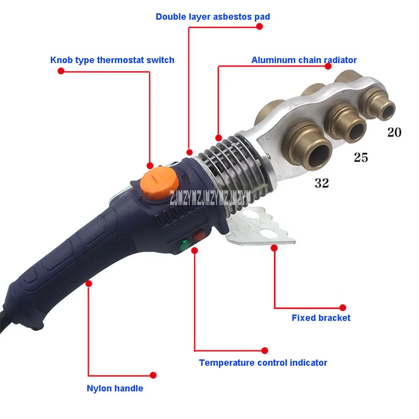 20-32 ручной термостат, термостат, сварочный аппарат для труб PPR PE, сварочный аппарат для пластиковых труб, 220 В, 900 Вт, 20 мм/25 мм/32 мм