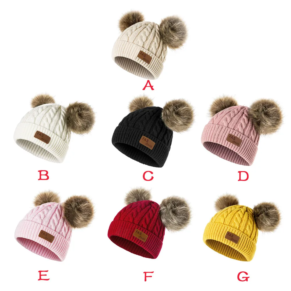 MUQGEW Beanies/зимняя детская шапка с помпоном; вязаная Милая шапочка для девочек и мальчиков; повседневные однотонные детские шапки для девочек