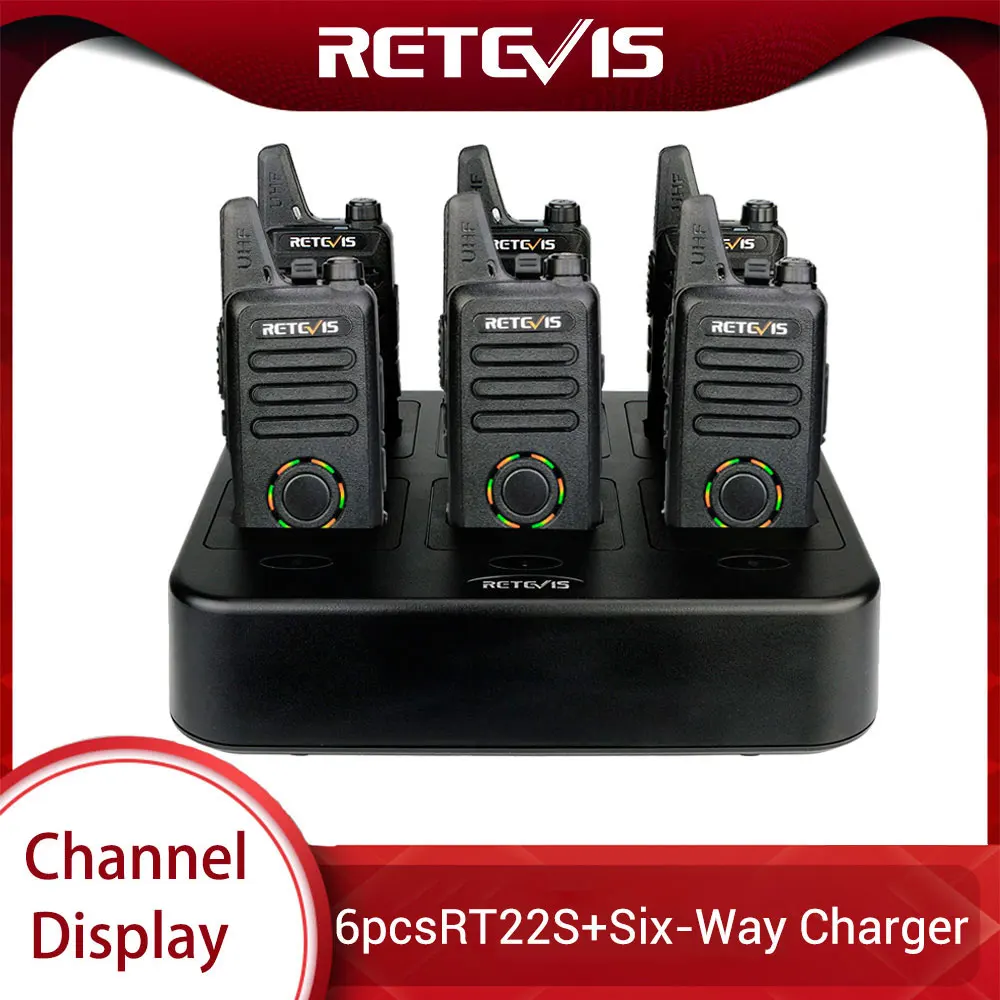 Портативная мини рация Retevis RT22S двусторонняя 6 шт. + шестистороннее зарядное