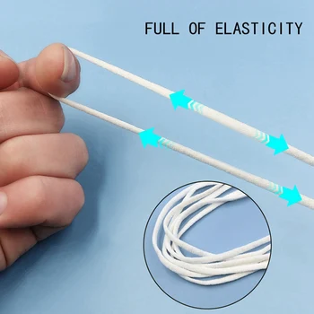 

100M DIY White Earloop Elastic Strap Band Handmade Mask String Hooks Headwear Sewing Mouth Cover Rope Band Braid Stretchy Loops