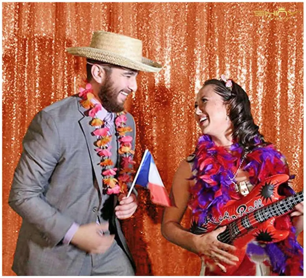 

Shinybauty 2 Panels 3FTX5FT Prom Backdrop Orange Photo Booth Backdrops Sequin Wall Birthday Party Decoration-M190822