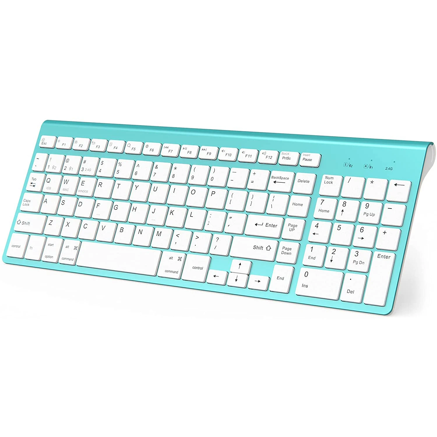Wireless Bluetooth Keyboard，(2.4G+BT3.0+BT5.0) Compatible With IMac/Mac, IPad Air/Pro,Laptop,Android,Windows-Turquoise.Blue best office keyboard