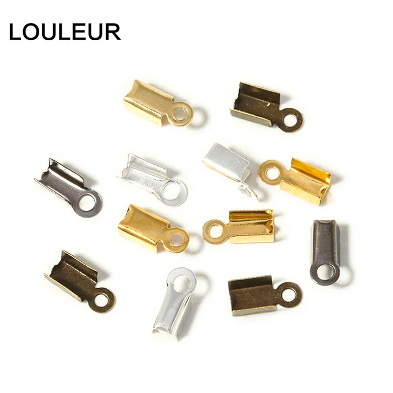 200 teile/los Cove Verschlüsse Cord End Kappen String Band Leder Clip Spitze Falten Crimp Bead Anschlüsse Für Schmuck Machen Erkenntnisse – Detail 4