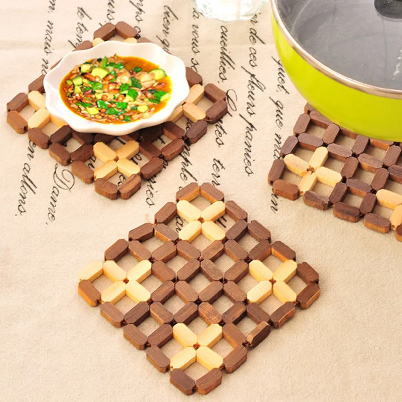 10PCS Bamboo Drink Home Coaster Tea Coffee Cup Table Mat Durable Square Placemat LXY9