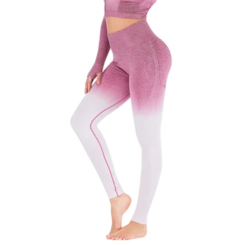 

TCJULY Fashion Gradient Color Printed Legins Women High Waisted Push Up Workout Pants Breathable Quick Dry Slim Fitness Leggings