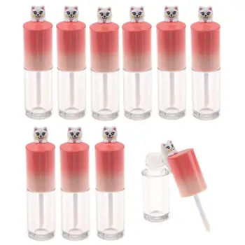 

30Pcs/lot Empty Lipgloss Tube Bulk Wand Funny Cat Cap Lip Gloss Containers DIY Refillable Clear Cosmetic Containers Packing