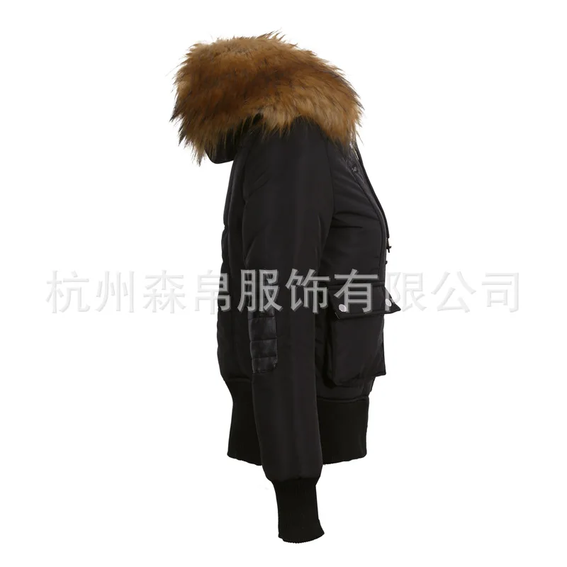 Европа и Америка, AliExpress, зима, стиль, модное, сексуальное, теплое, одноцветное, с меховым воротником, хлопковое пальто для женщин