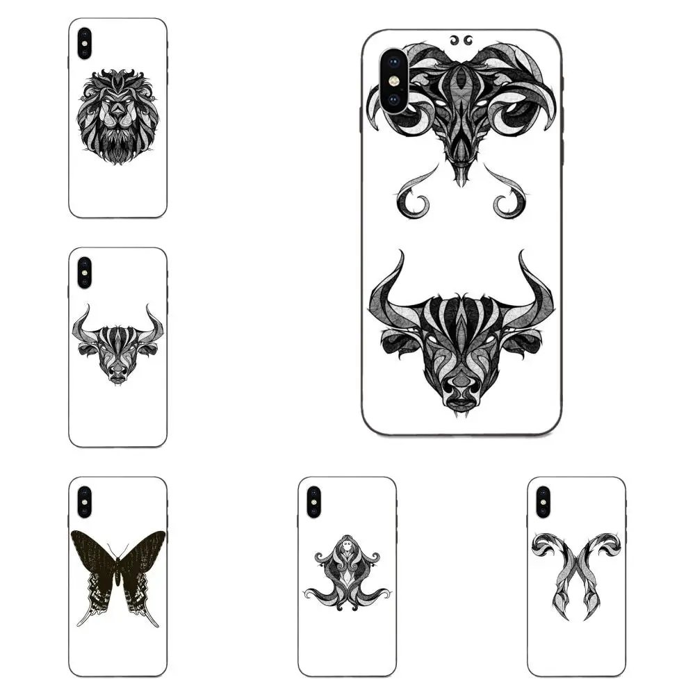 Черно белый скетч животное мягкая ТПУ Защита экрана для Apple iPhone 4 4S 5 5S SE 6 6S 7 8 Plus X XS
