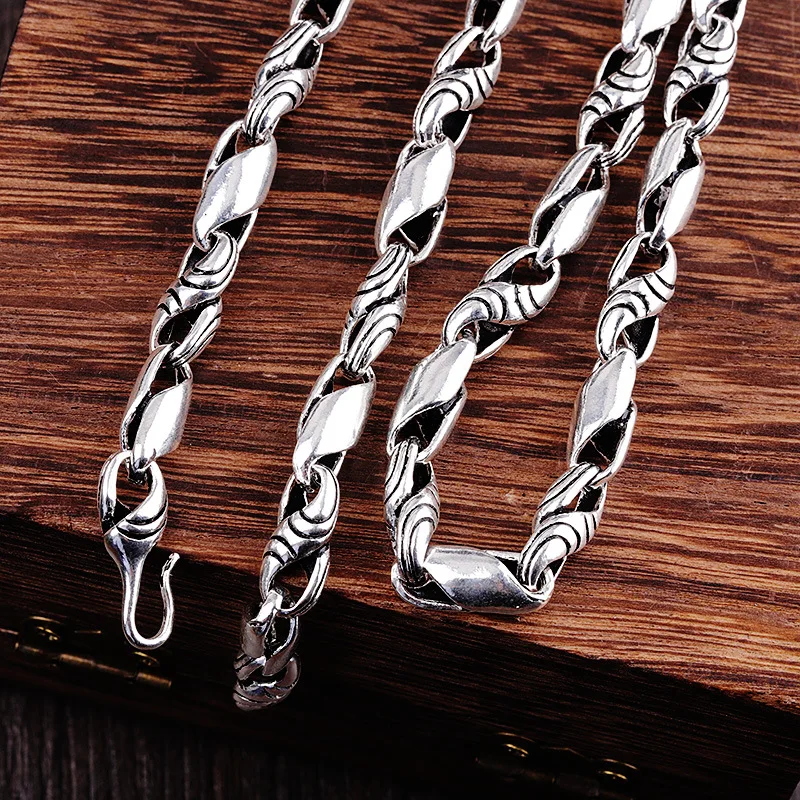 Uglyless 7MM Thickness Men Thai Silver Necklaces NO Pendants 925 Sterling Silver Chains Cool Mens Thick Necklaces Jewelry C166