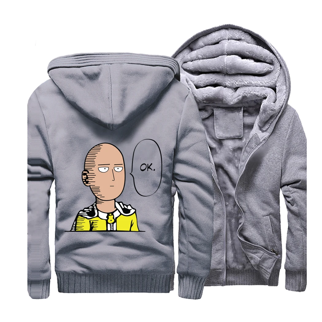 Японское аниме ONE PUNCH MAN Hero уличная толстовка с изображением Сайтама Мужская Флисовая Толстая спортивная куртка с капюшоном