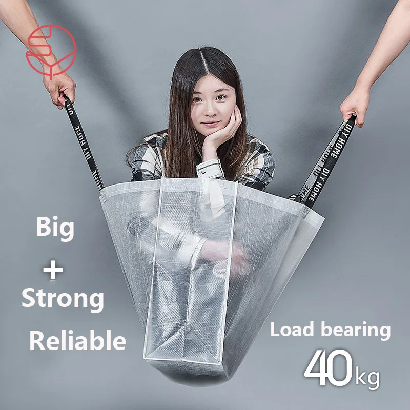 Большой емкости портативный пакет для супермаркетов торговый центр прозрачный портативный мешок наплечная одежда обувь пластиковое хранение