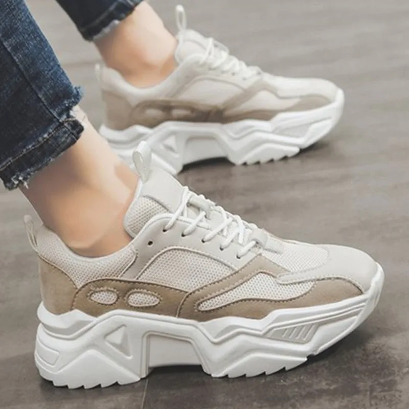 Pantshoes удобные дышащие сетчатые тренажеры, не сужающиеся книзу женские Сникеры на платформе 5 см Повседневная Женская прогулочная обувь