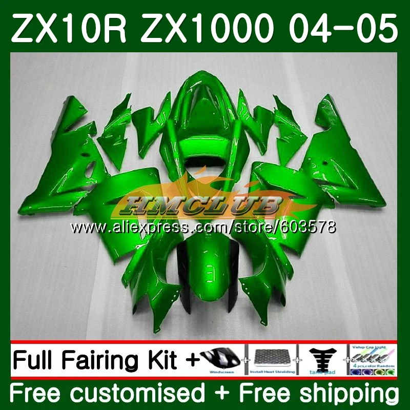 Тюнинг-пакет для KAWASAKI ZX 1000 CC ZX 10 сотрудников отдела исследований ZX-10R 04 05 116CL. 0 ZX10R 04 05 ZX1000CC 1000CC ZX 10R 2004 2005 обтекателя зеленый глянец - Цвет: No. 1