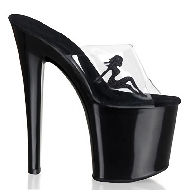 Ultra thin heel waterproofing platform crystal thin heel sequined nightclub shoes 20cm high heels Women's  high-heeled slippers