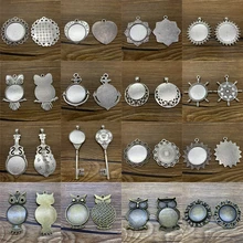 2шт 25 мм стекло кабошон сплав Материал Камея База оправа Ювелирная фурнитура Кулон Браслет аксессуар DIY ювелирных изделий