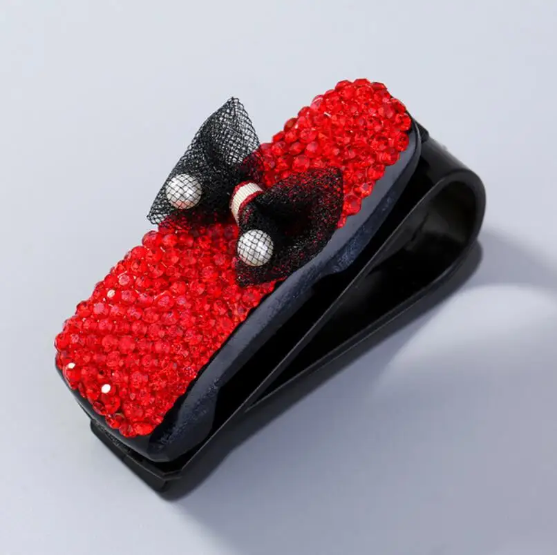 Red Diamond Аксессуары для салона автомобиля для женщин, кожаный чехол на руль со стразами, держатель для автомобиля, коробка для салфеток, универсальное украшение - Название цвета: Red Diamond