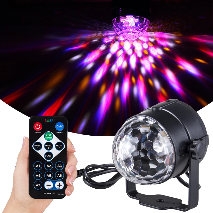 Звуковая активация RGB светодиодный сценический светильник дискотечный шар
