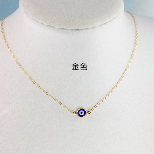 Lucky Evil Eye Pendant Necklace for Women Men Blue Resin Transparent Round Water Drop Turkish Jewelry Chain Choker Gifts