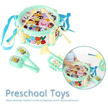 Детская игрушка набор инструментов барабан мелкий песок молоток Рог наборы Ранние развивающие игрушки для малышей в подарок