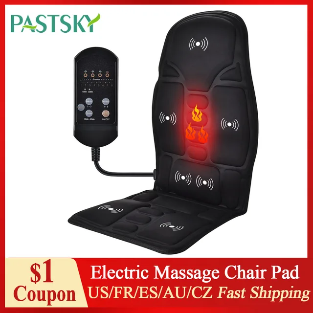 Massage chair pad electric heating vibrating cervical neck back body cushion massager for car home lumbar