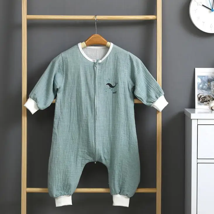 YMM032B Toddler Sleepsack Long Sleeve Baby Infant Sleep Gown Muslin Newborn Split Leg Cotton Sleeping Bag Spring - Color: YMM032B