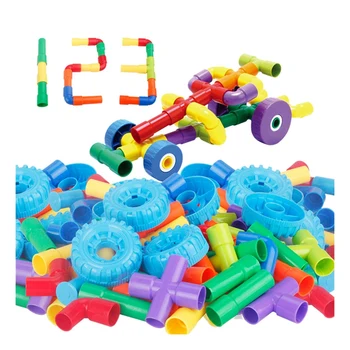 

Children's Educational Colored Plastic Water Pipe Assembling Building Blocks Early Education Spelling Desktop Construction Combi