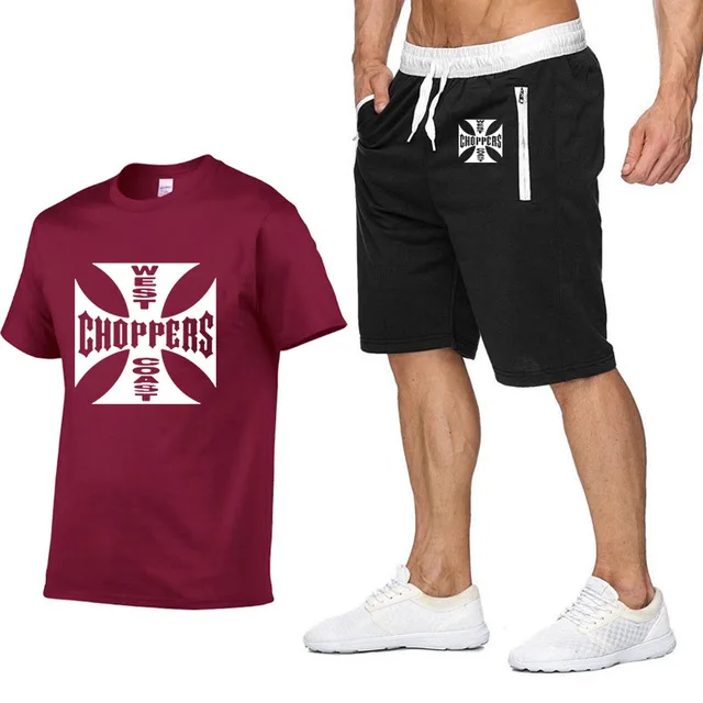 Рок музыка West Coast Choppers Футболка с принтом Мужская Летняя мода хлопок хип хоп Harajuku короткий рукав мужская футболка+ брюки костюм X - Цвет: as picture