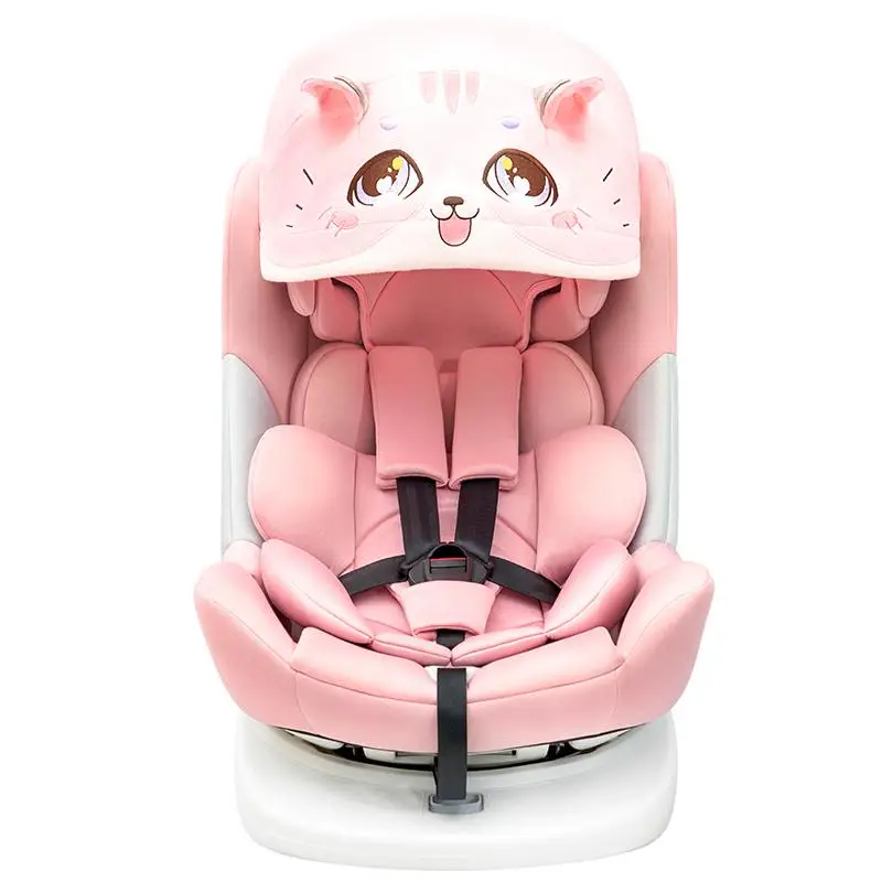 Детское безопасное сиденье для автомобиля, детское кресло, 360 простое автомобильное портативное, для детей 0-4-9-12 лет, универсальное - Цвет: pink