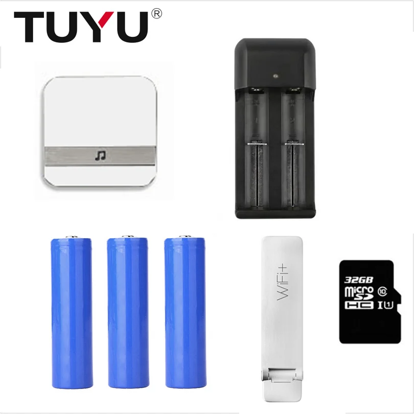 Дверной звонок, камера, аксессуары для eken V5 V6 V7 Anytek B30 B50 B60 B70, дверной звонок с колокольчиком, батарея 18650, sd-карта и wifi удлинитель - Цвет: 5 in 1