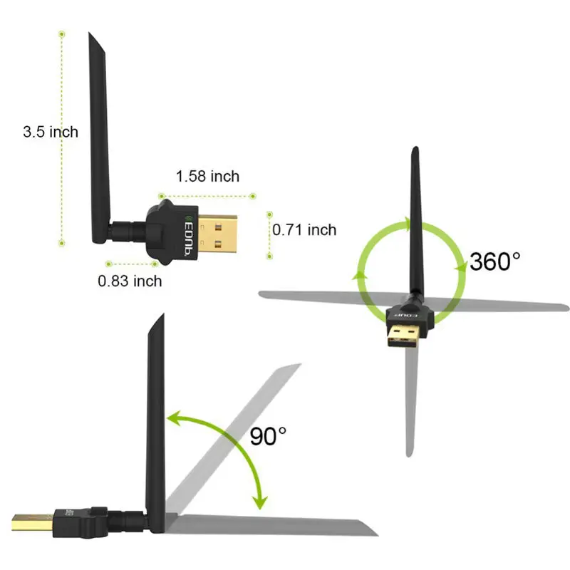 Edup беспроводной Wifi адаптер 2,4/5 ГГц 1300 Мбит/с Usb двухдиапазонный Wifi приемник Ac Wi-Fi ключ сетевая карта 2Dbi антенна для Windows/M