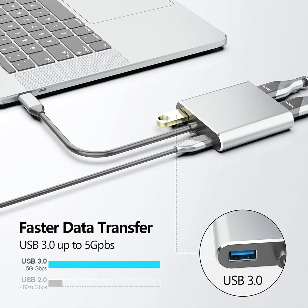 Usb-хаб 4 в 1 USB C type-C к концентратору HDMI VGA HD аудио видео адаптер кабель разветвитель 4 порта USB C концентратор док-станция для MacBooks Pro