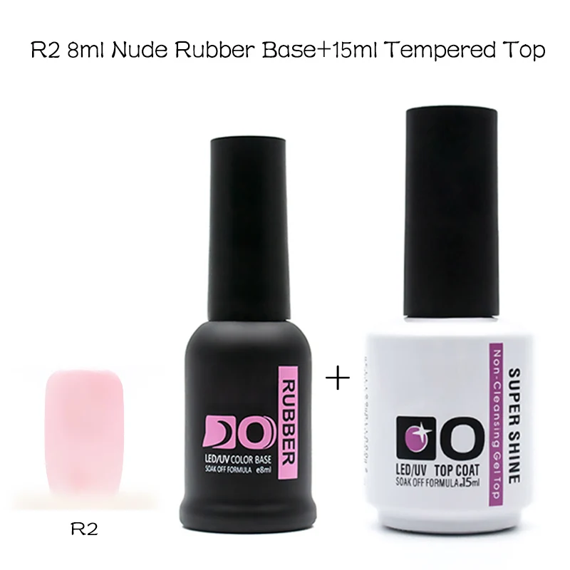 R2-base and top-(U) 8 мл натуральный каучуковый Базовый Гель-лак, 7 цветов, Базовое покрытие для ногтей, для маникюра, закаленное покрытие, полуперманентный Гель-лак, грунтовка для ногтей - Цвет: R2-base and top-(U)