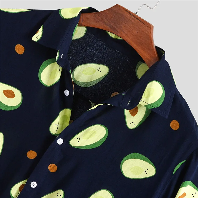 New Men Funny Fruit Avocado Printed Casual Shirts  2019 Summer Fashion Turn Down Collar Short Sleeve Casual Shirts #E26 (11)