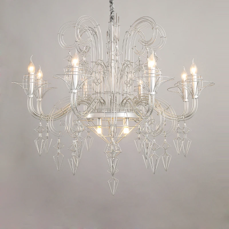 

Baroque Gold Silver Black Iron Designer LED Chandelier Lighting Hanging Lamps Lustre Suspension Luminaire Lampen For Foyer
