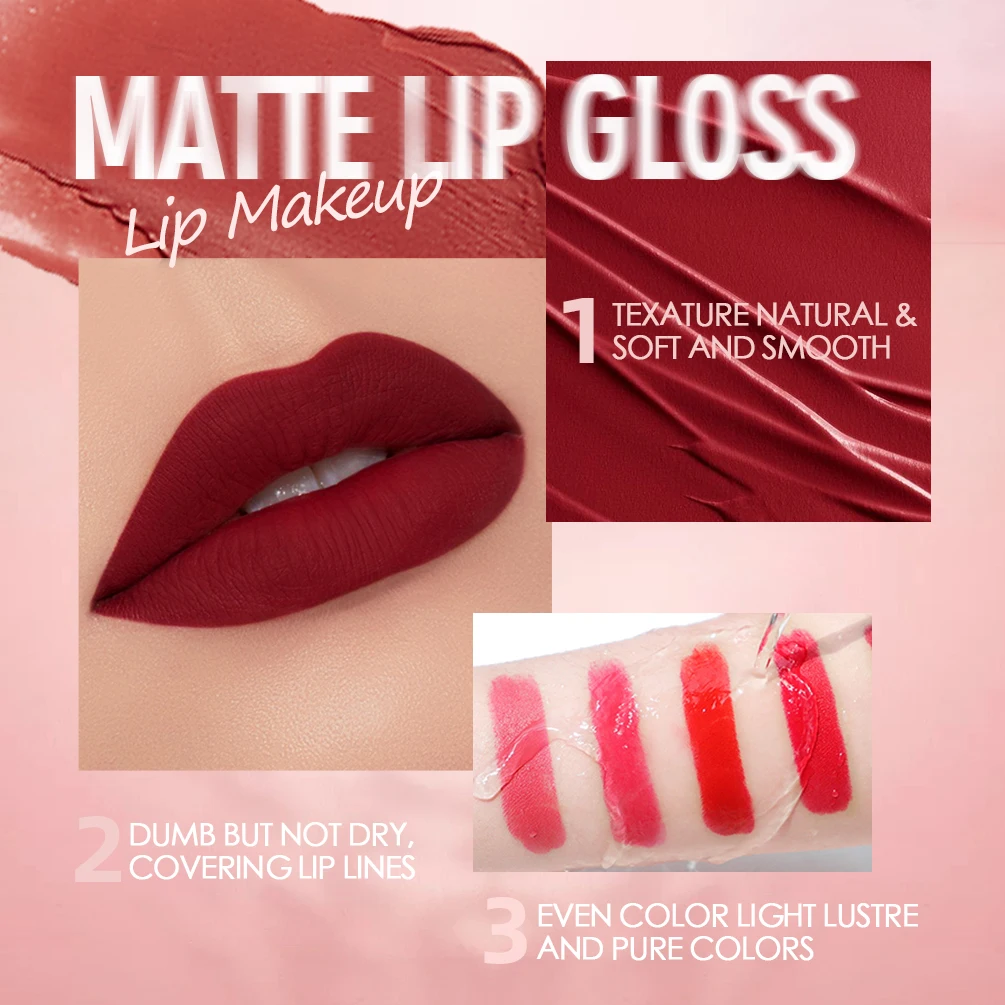 Lip Gloss QIBEST Liquid Lipstick Waterproof Sexy Red Black Lip Gloss Matte Nude Lipstick Long lasting Lipgloss Tint Lip Glaze Cosmetics