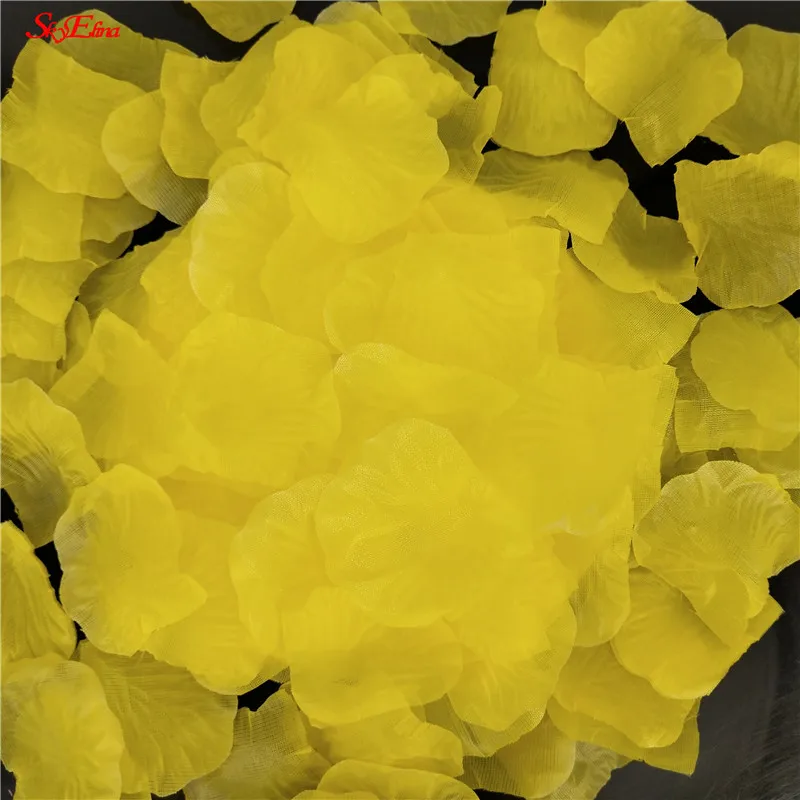 yellow Свадебные лепестки роз, 1000 шт., лепестки для девочек, искусственный шелк, искусственные лепестки, Свадебные лепестки роз, вечерние украшения, принадлежности 6z - Цвет: yellow