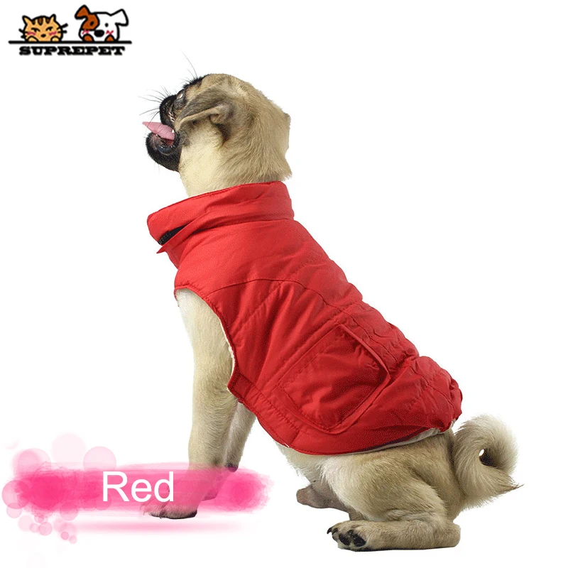 Одежда для собак SUPREPET, пальто для собак, куртка для собак французского бульдога, одежда для собак, зимнее теплое пальто, пальто для собак, жилет, куртка для собак, одежда для собак зимняя одежда для собак - Цвет: Красный