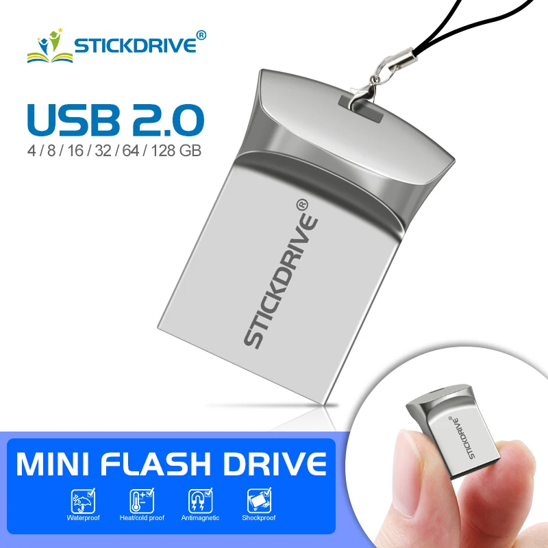Водонепроницаемый мини ключ USB флэш-накопитель металлический накопитель 64 ГБ 8 ГБ 16 ГБ 32 ГБ 128 Гб карта памяти Флешка USB 2,0 флэш-ручка с подарком