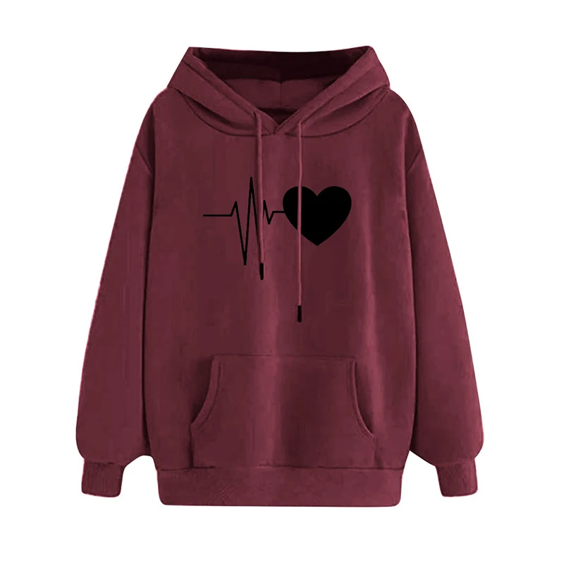 wine red Sfit/толстовки для девочек, однотонный пуловер, топы с капюшоном, Женская толстовка с принтом ECG Love, зимнее бархатное утепленное пальто с длинными рукавами - Цвет: wine red