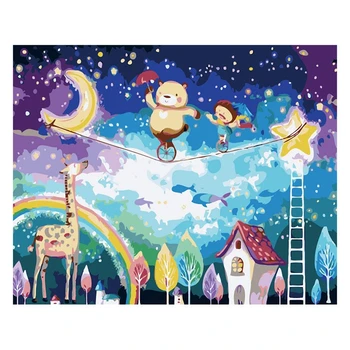 

Children cartoon Frameless Pictures Painting By Numbers DIY Digital Oil Painting Europe Home Decoration pictures