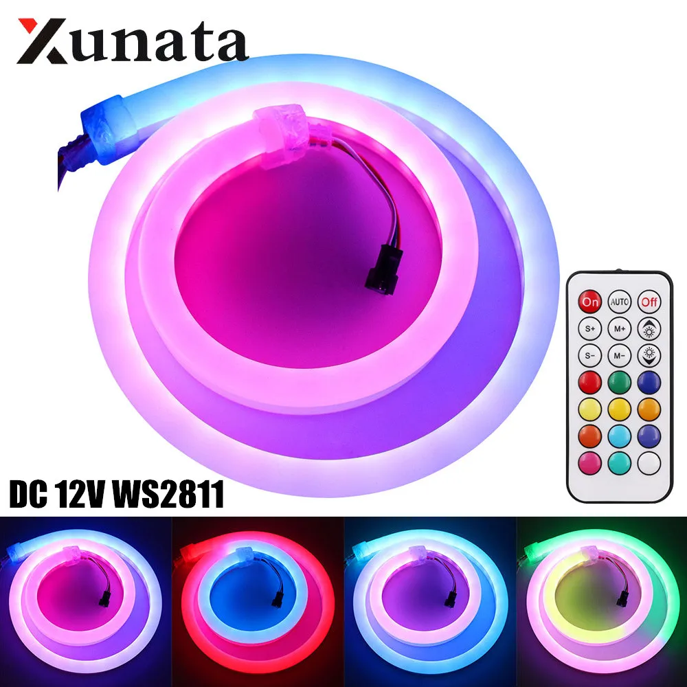 12 В постоянного тока 5050 RGB светодиодный неоновый шнур WS2811 WS2812 водонепроницаемый
